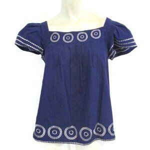 Kate Spade Blue Top Silver Embroidery size Small